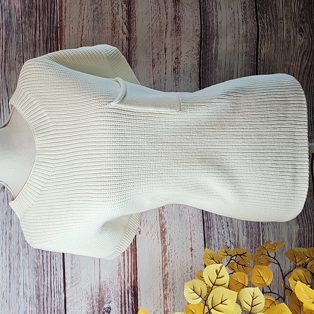 NWT UGERLOV WAFFLE KNIT SLEEVELESS OVERSIZED BOXY PULLOVER SWEATER - Picture 2 of 13